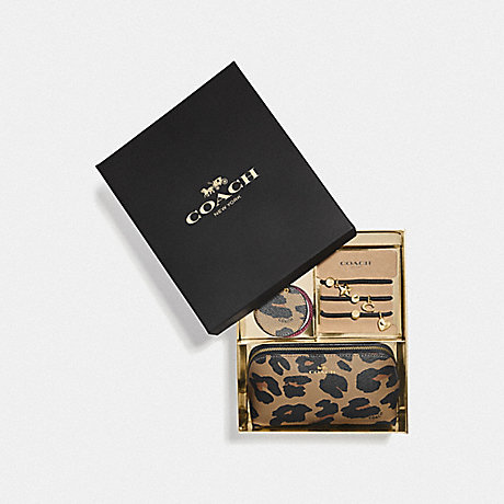 COACH BOXED COSMETIC CASE SET WITH LEOPARD PRINT - MULTICOLOR - F39426