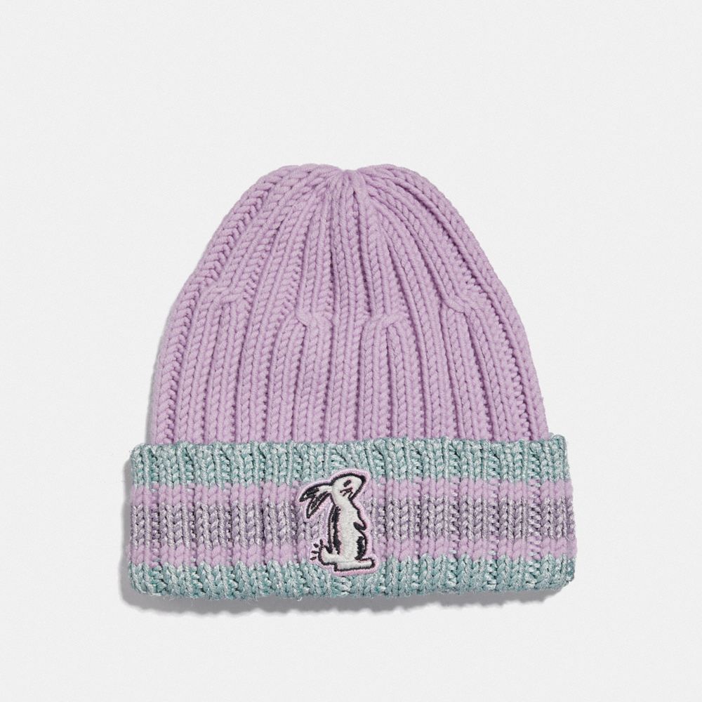 COACH F39435 Selena Knit Hat With Bunny LILAC