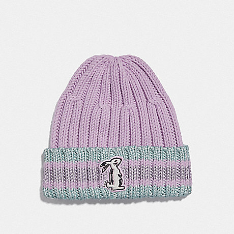 COACH F39435 SELENA KNIT HAT WITH BUNNY LILAC