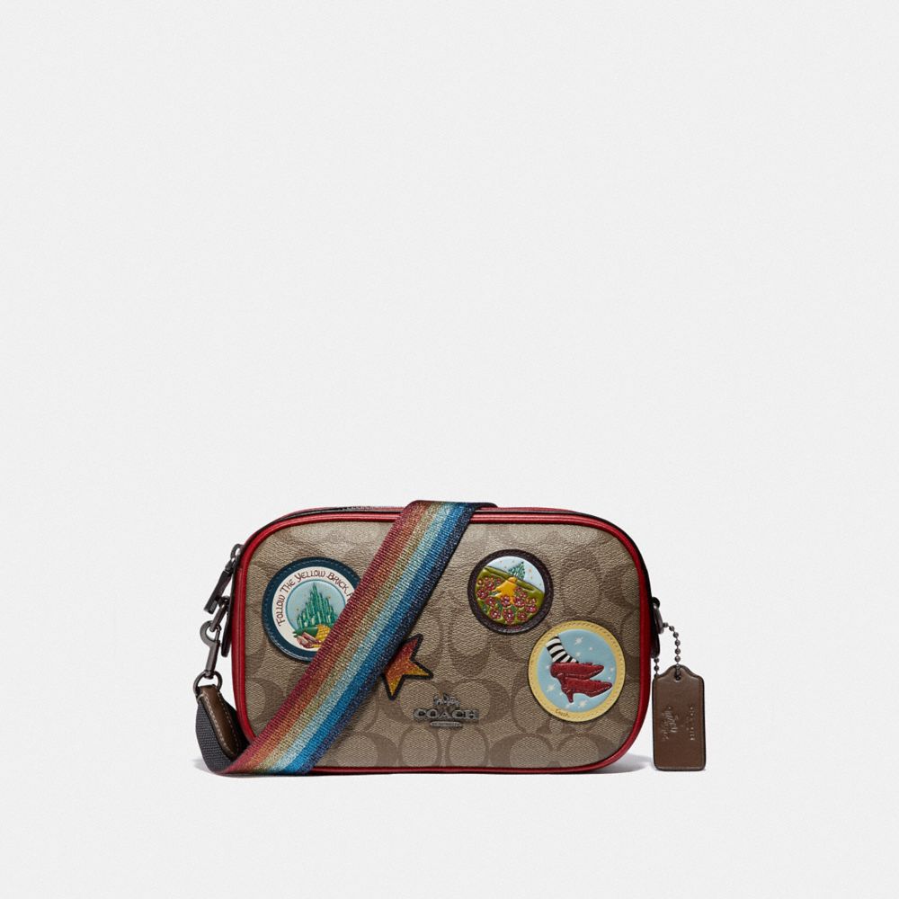 ISLA CHAIN CROSSBODY IN SIGNATURE CANVAS WITH WIZARD OF OZ PATCHES - F39466 - KHAKI/MULTI/BLACK ANTIQUE NICKEL