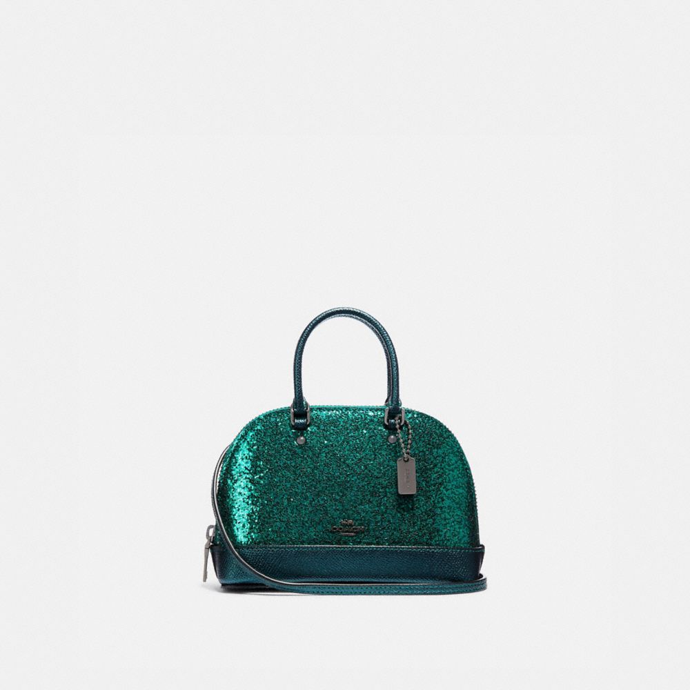 COACH WIZARD OF OZ GLITTER MICRO MINI SIERRA SATCHEL - EMERALD/BLACK ANTIQUE NICKEL - F39497