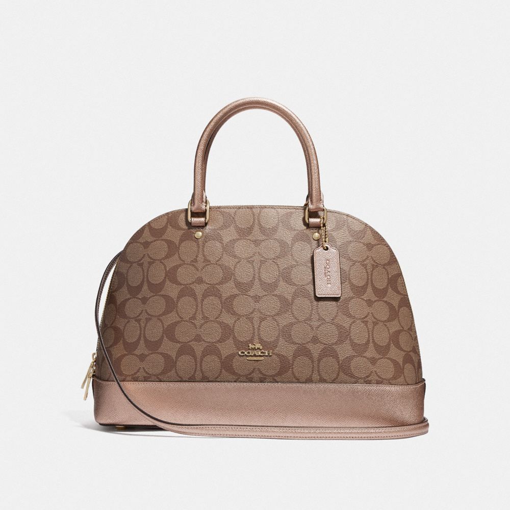 COACH F39517 SIERRA SATCHEL IN SIGNATURE CANVAS KHAKI/ROSE GOLD/LIGHT GOLD