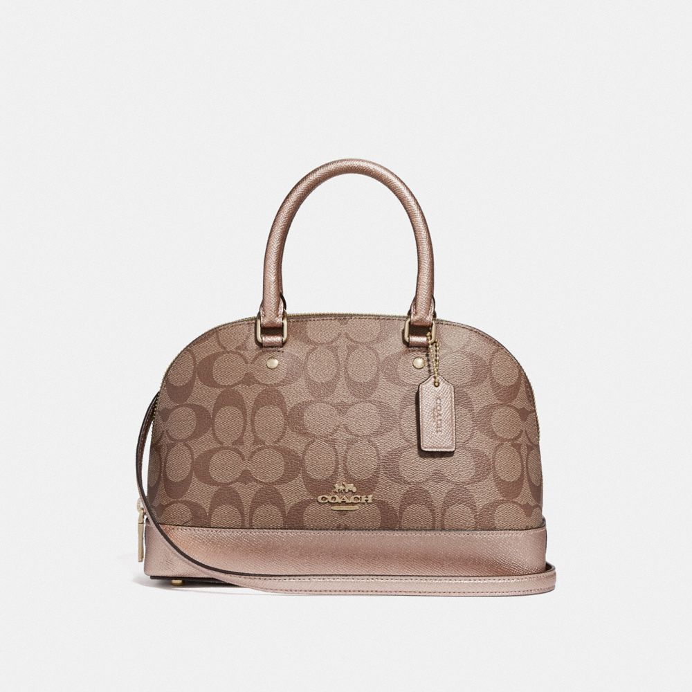 COACH F39519 MINI SIERRA SATCHEL IN SIGNATURE CANVAS KHAKI/ROSE GOLD/LIGHT GOLD