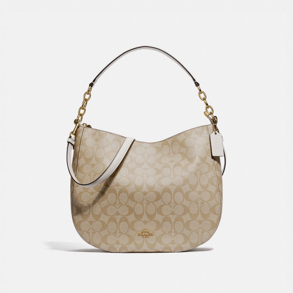 ELLE HOBO IN SIGNATURE CANVAS - COACH F39527 - LIGHT-KHAKI/CHALK/LIGHT-GOLD