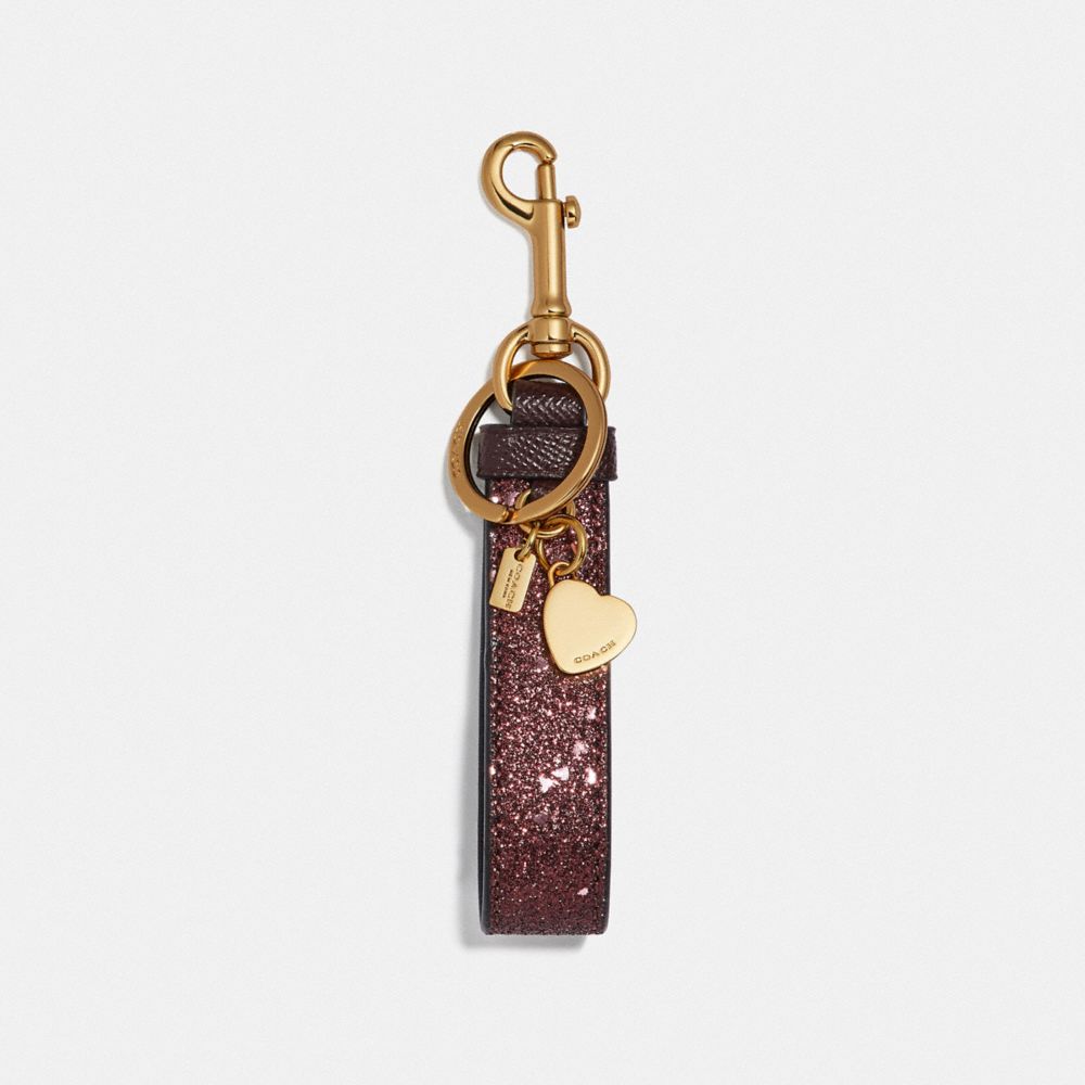 COACH STAR GLITTER LOOP BAG CHARM - WINE/GOLD - F39531