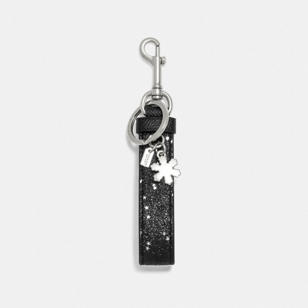 COACH F39531 Star Glitter Loop Bag Charm BLACK/SILVER