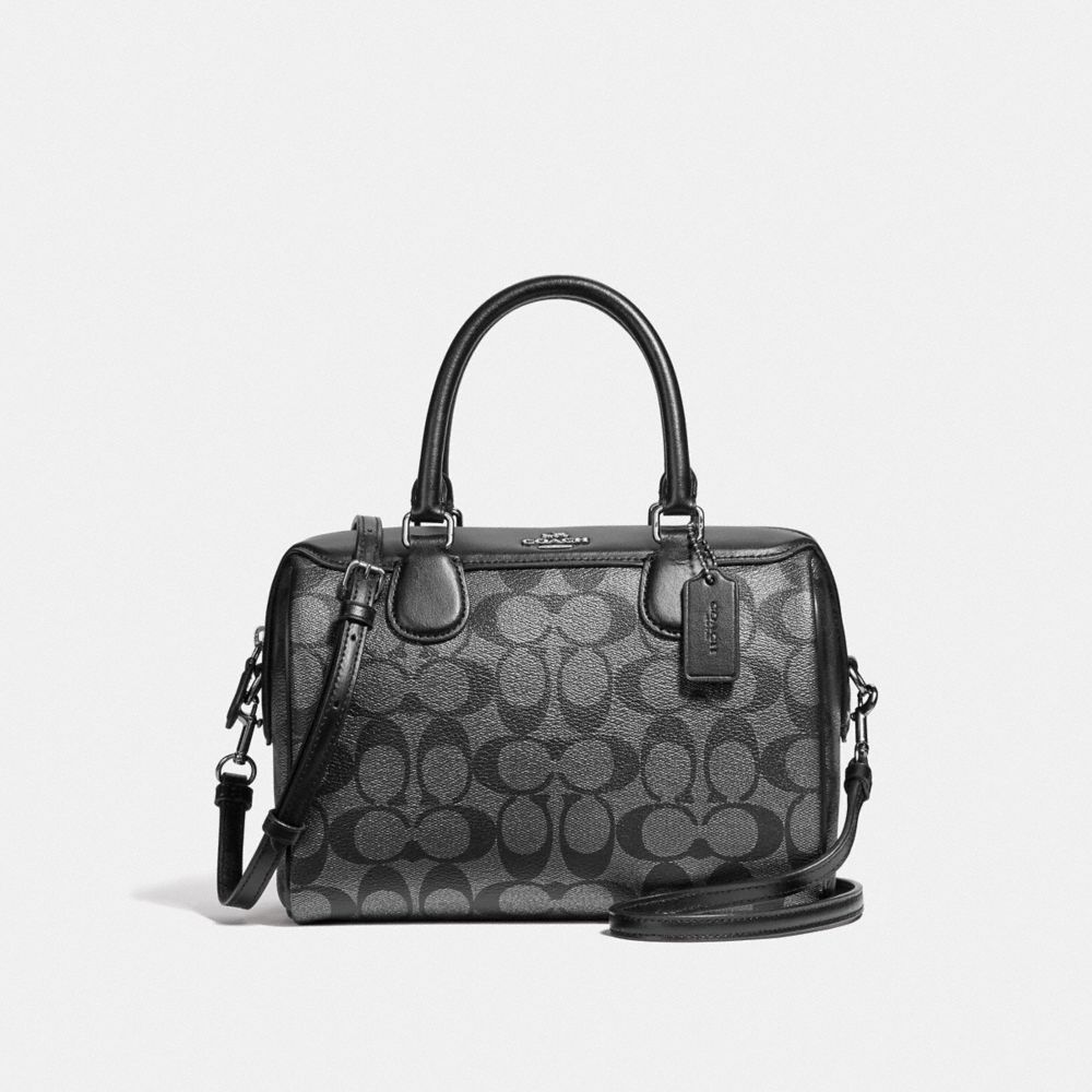 COACH MINI BENNETT SATCHEL IN SIGNATURE CANVAS - GUNMETAL/SILVER - F39557