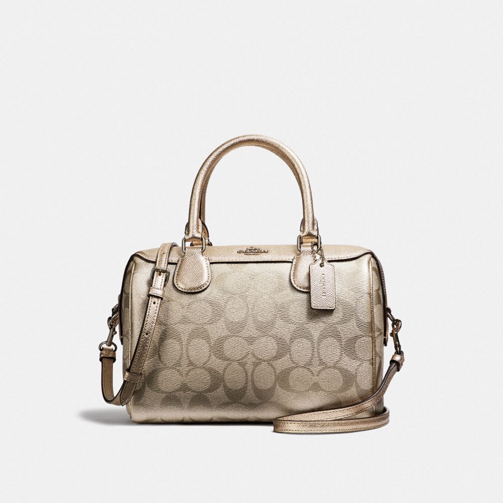 Coach F38057 Mini Sierra Signature Satchel Handbag - Silver/Snakeskin