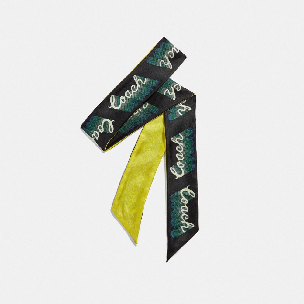 COACH F39566 SIGNATURE NEON SILK SKINNY SCARF NEON YELLOW