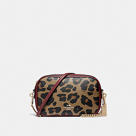 COACH ISLA CHAIN CROSSBODY WITH LEOPARD PRINT - NATURAL/LIGHT GOLD - F39587