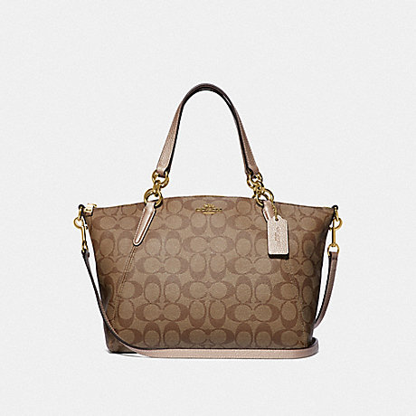 COACH SMALL KELSEY SATCHEL IN SIGNATURE CANVAS - KHAKI/ROSE GOLD/LIGHT GOLD - F39590