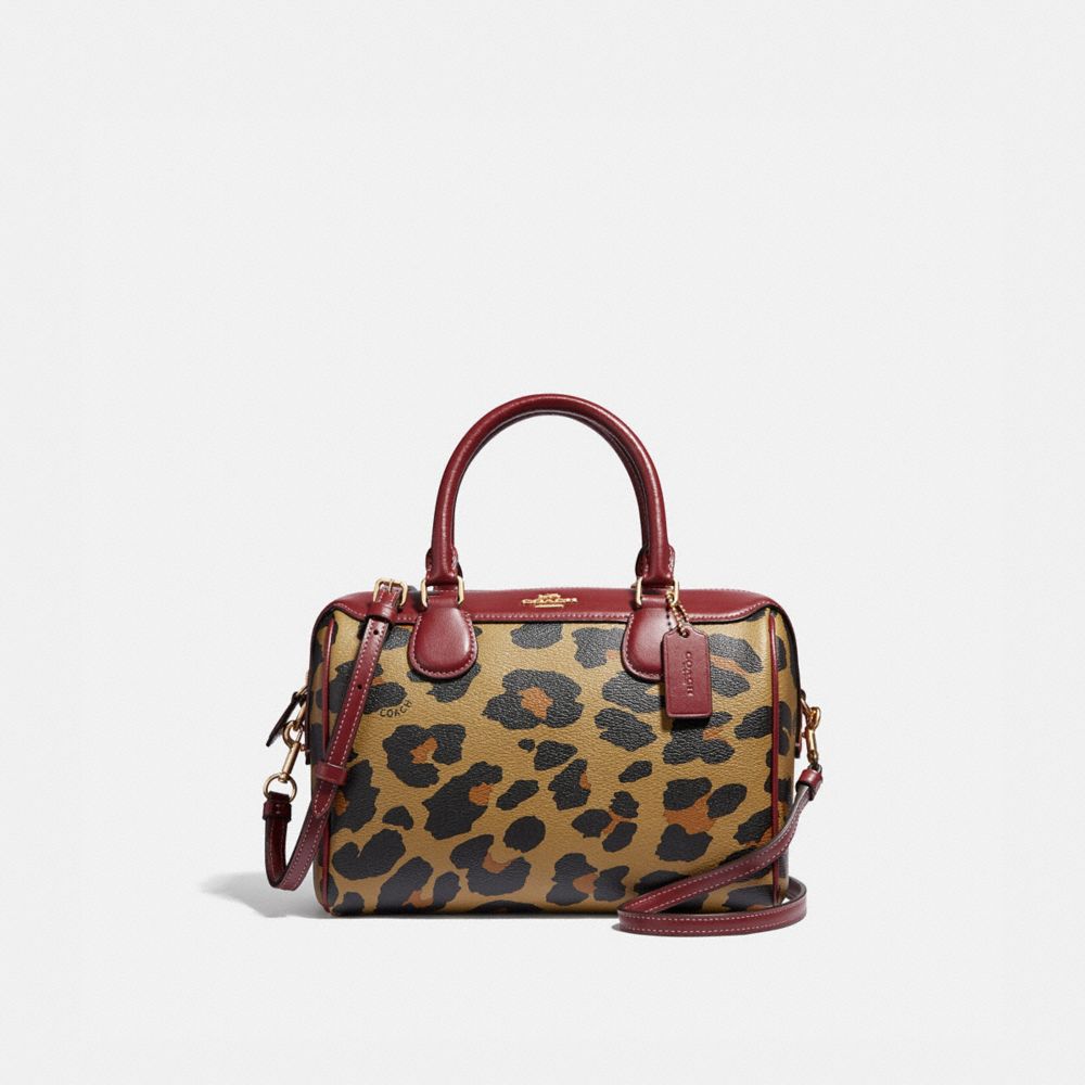 MINI BENNETT SATCHEL WITH LEOPARD PRINT - NATURAL/LIGHT GOLD - COACH F39592