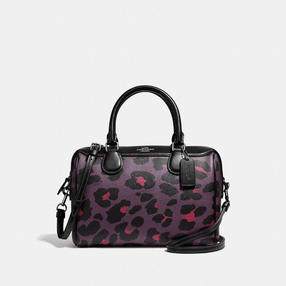 COACH MINI BENNETT SATCHEL WITH LEOPARD PRINT - OXBLOOD 1/BLACK ANTIQUE NICKEL - F39592