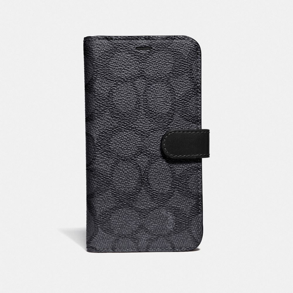 COACH IPHONE X/XS FOLIO IN SIGNATURE LEATHER - GRAPHITE - F39597