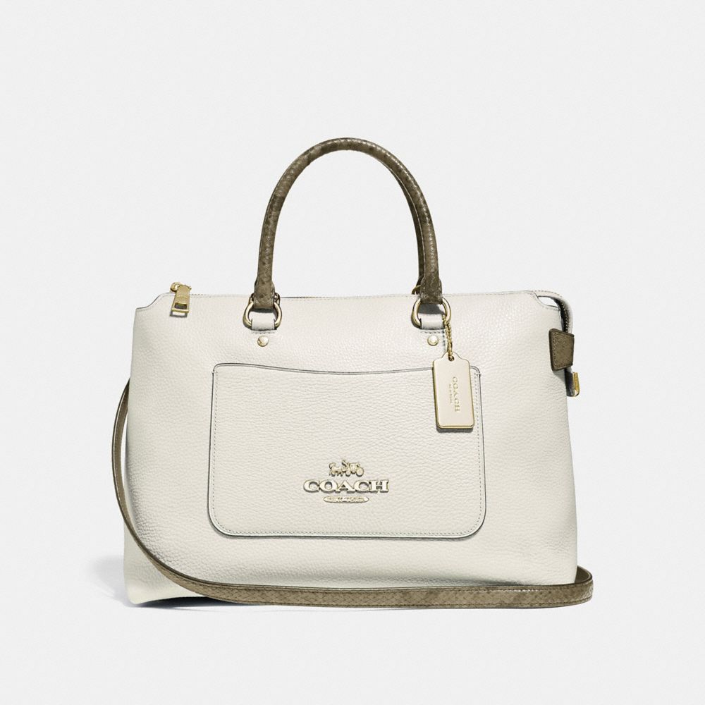 EMMA SATCHEL - F39604 - CHALK/NEUTRAL/LIGHT GOLD