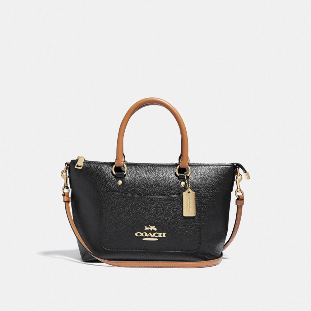 COACH MINI EMMA SATCHEL - BLACK/SADDLE/LIGHT GOLD - F39605