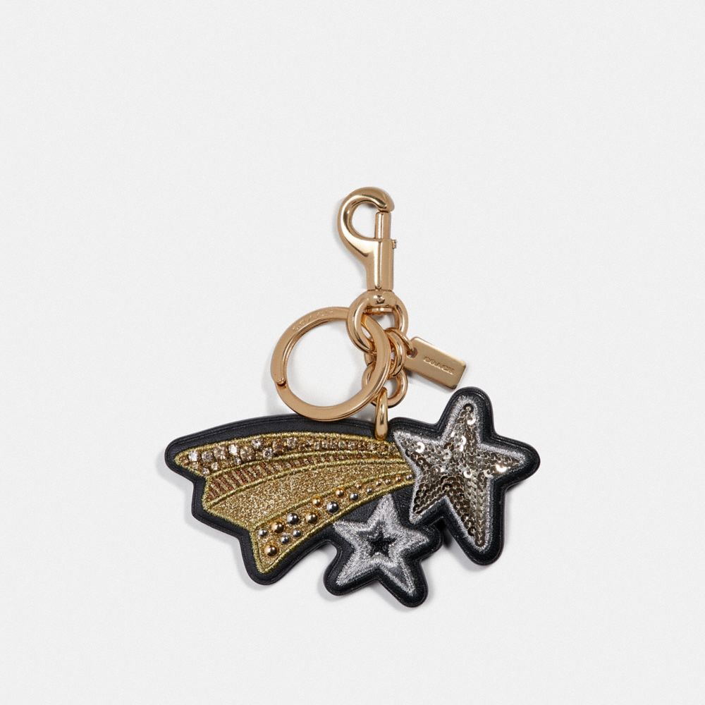 COACH F39610 EMBROIDERED SHOOTING STAR BAG CHARM BLACK/GOLD