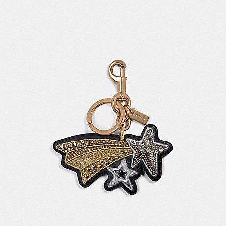 COACH F39610 EMBROIDERED SHOOTING STAR BAG CHARM BLACK/GOLD