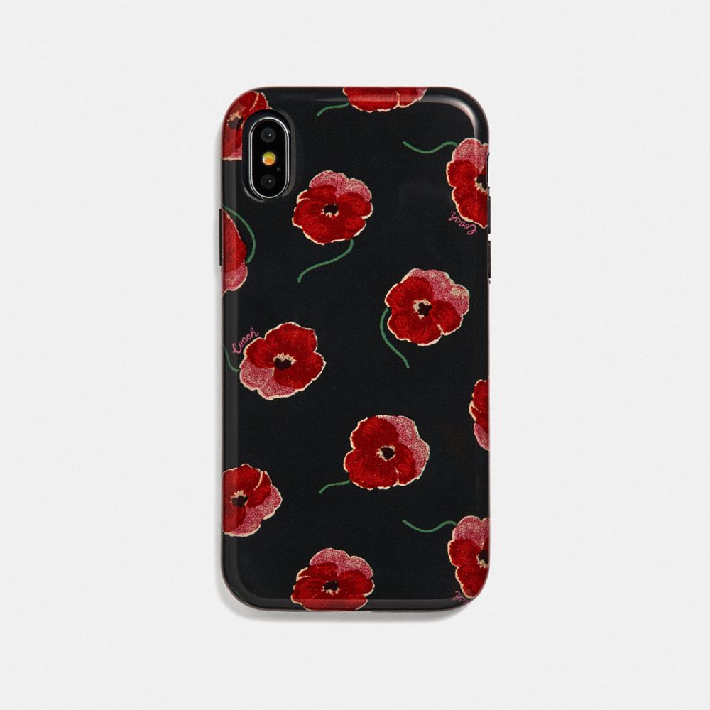 COACH IPHONE XR CASE WITH POPPY PRINT - BLACK/MULTICOLOR - F39613