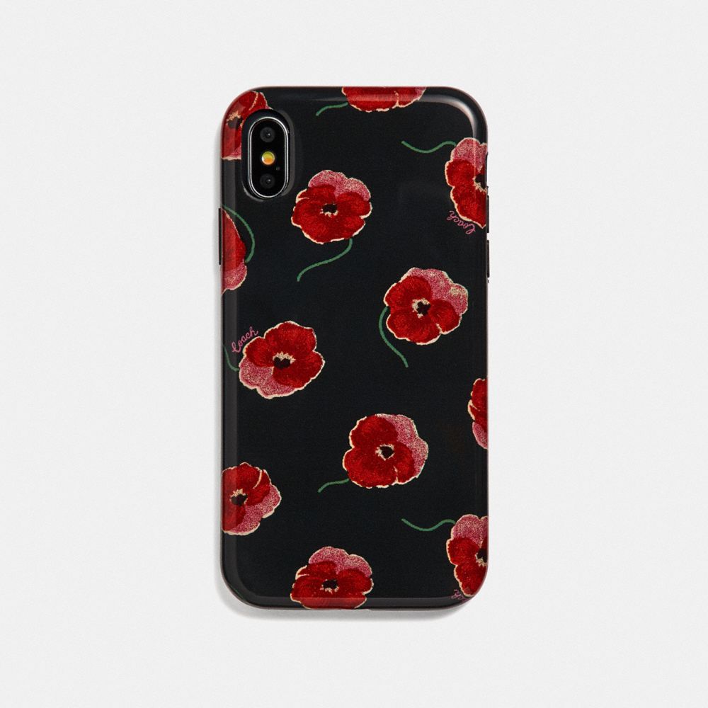 COACH F39613 IPHONE XR CASE WITH POPPY PRINT BLACK/MULTICOLOR