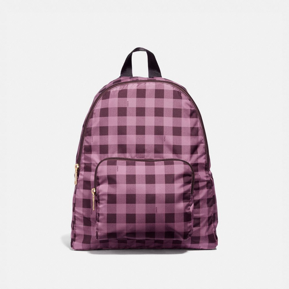 PACKABLE BACKPACK WITH GINGHAM PRINT - F39648 - PRIMROSE/MULTI/LIGHT GOLD