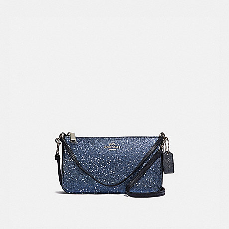 COACH F39656 TOP HANDLE POUCH WITH STAR GLITTER MIDNIGHT/SILVER