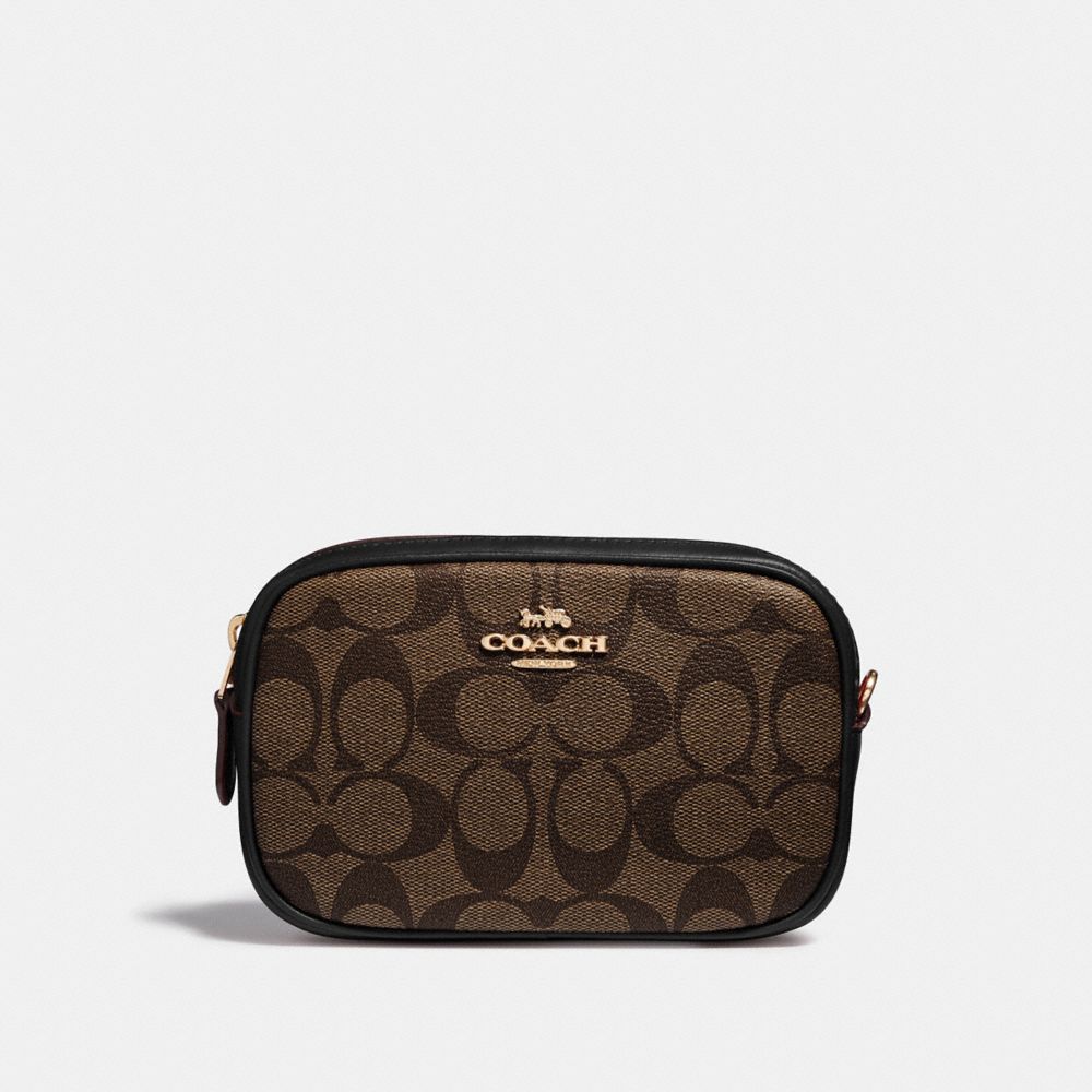 COACH CONVERTIBLE BELT BAG IN SIGNATURE CANVAS - BROWN/BLACK/LIGHT GOLD - F39657