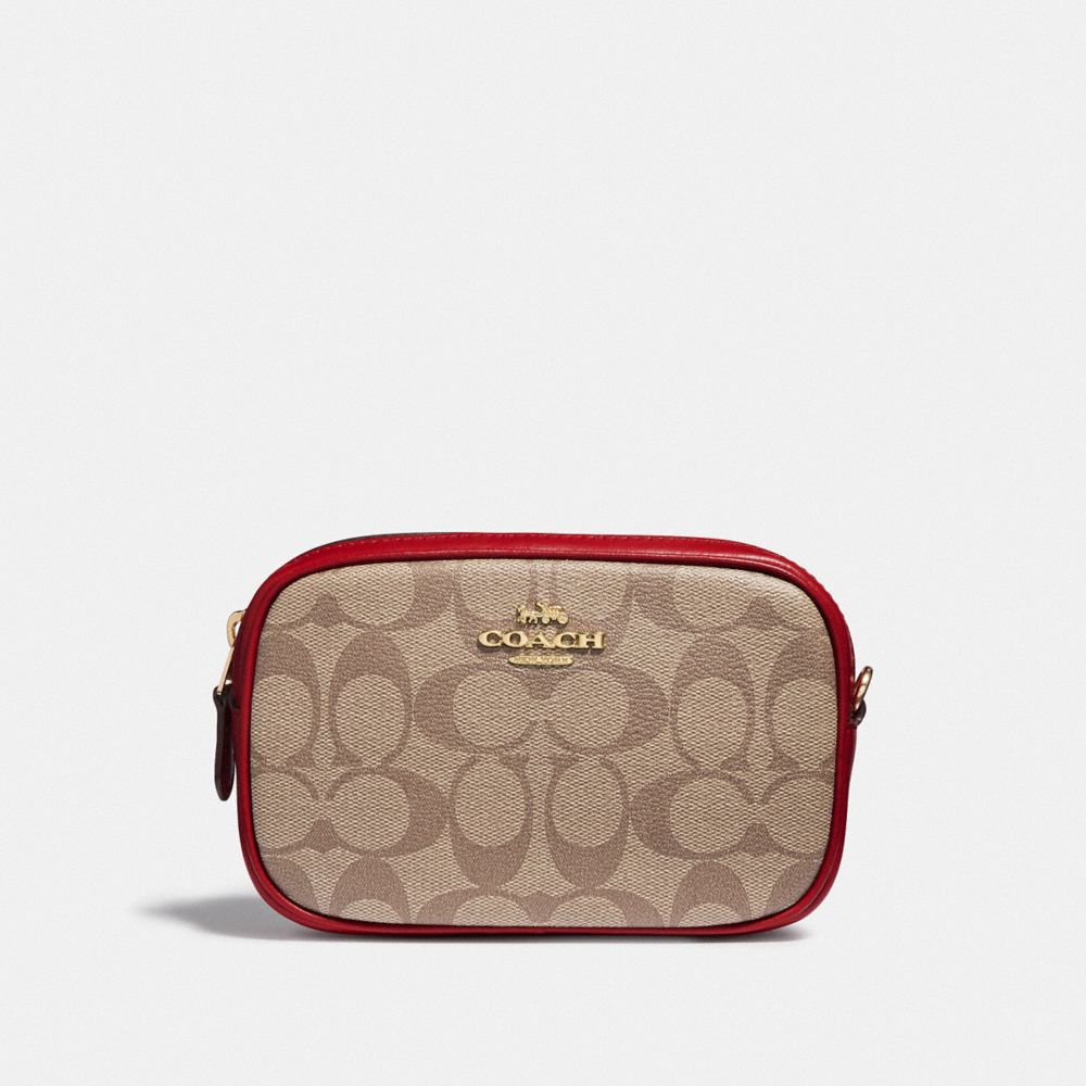 COACH CONVERTIBLE BELT BAG IN SIGNATURE CANVAS - KHAKI/TRUE RED/LIGHT GOLD - F39657