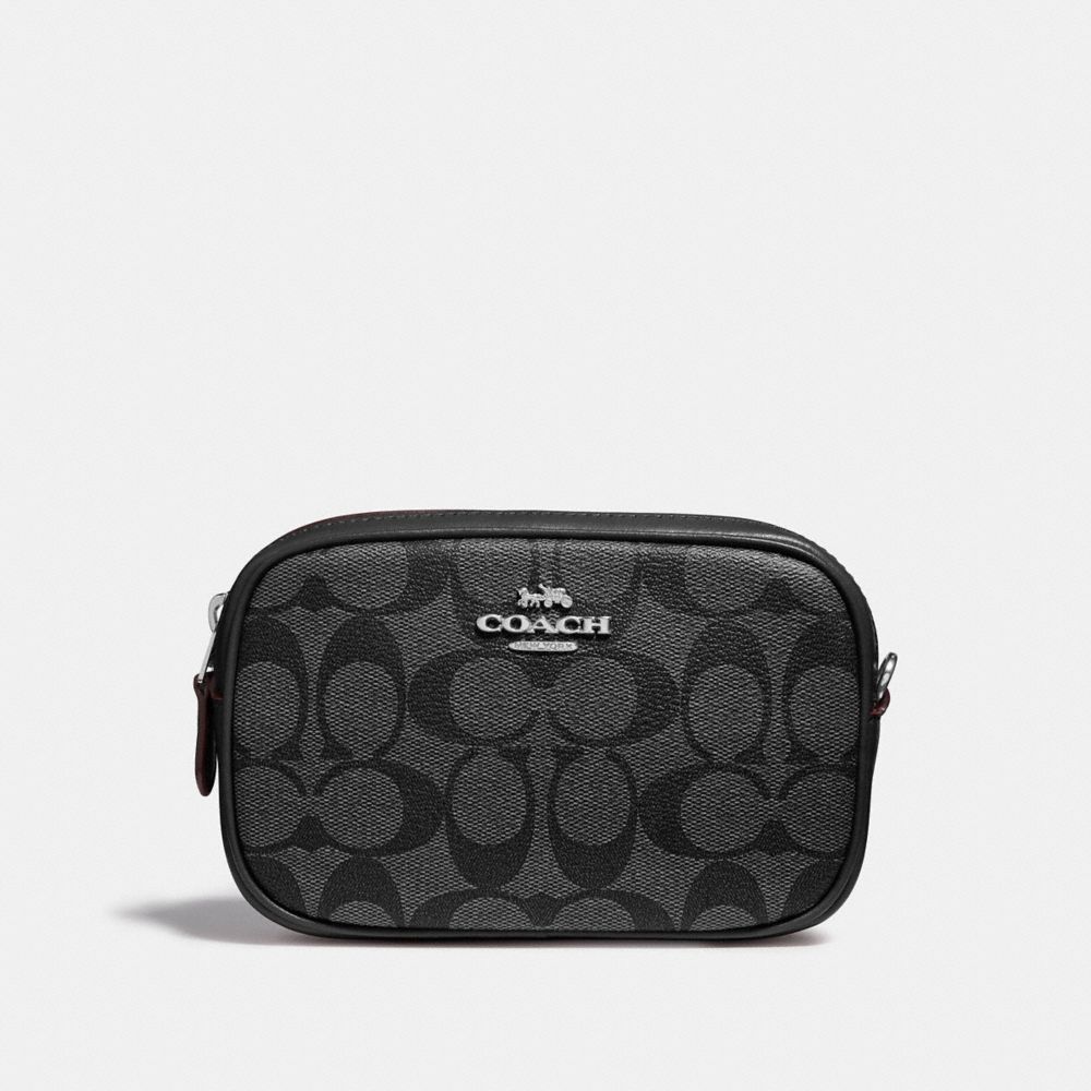 COACH F39657 Convertible Belt Bag In Signature Canvas BLACK SMOKE/BLACK/SILVER