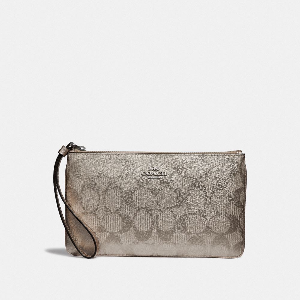 COACH LARGE WRISTLET IN SIGNATURE CANVAS - PLATINUM/SILVER - F39667