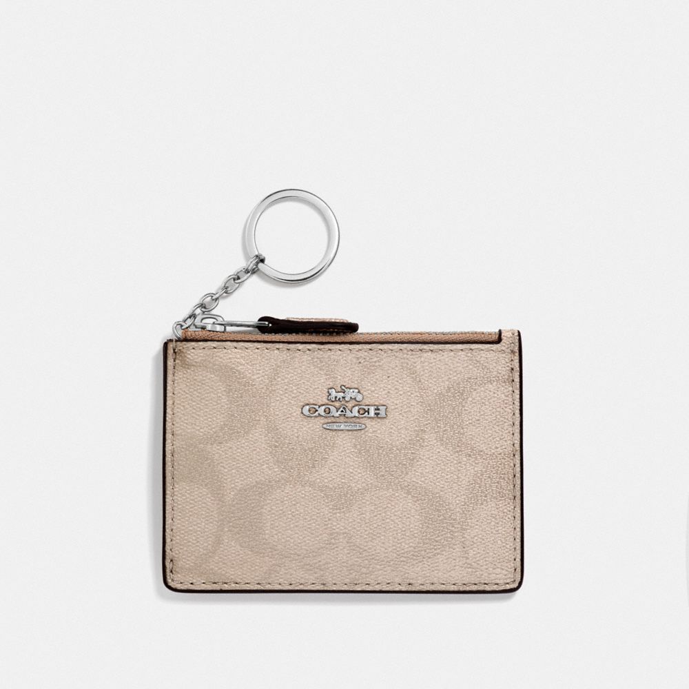 MINI SKINNY ID CASE IN SIGNATURE CANVAS - PLATINUM/SILVER - COACH F39668