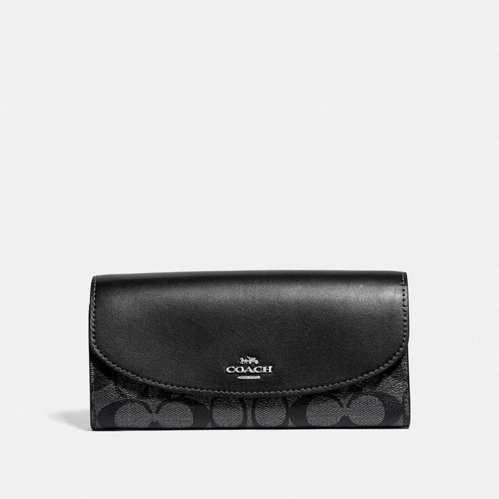 COACH F39671 - SLIM ENVELOPE WALLET IN SIGNATURE CANVAS GUNMETAL/SILVER