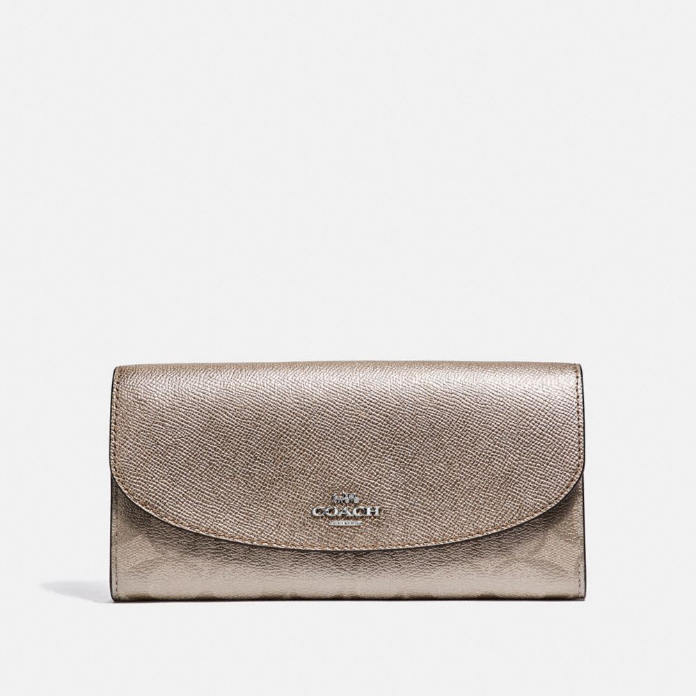 COACH SLIM ENVELOPE WALLET IN SIGNATURE CANVAS - PLATINUM/SILVER - F39671