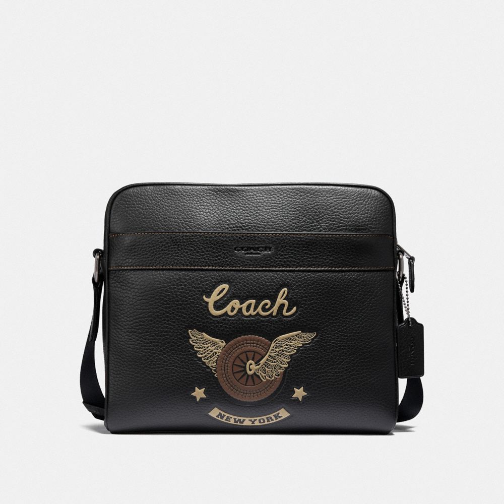 COACH F39699 CHARLES CAMERA WITH EASY RIDER MOTIF BLACK-MULTI/BLACK-ANTIQUE-NICKEL