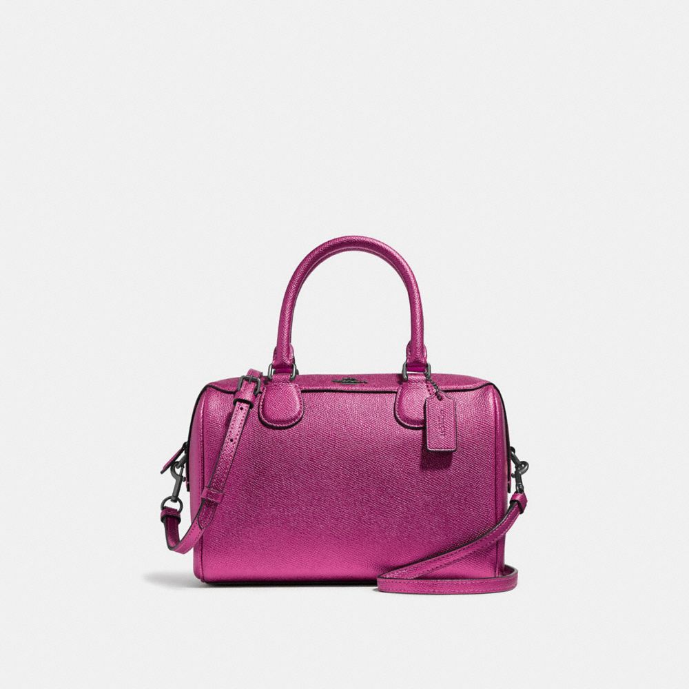 COACH F39706 MINI BENNETT SATCHEL METALLIC-MAGENTA/BLACK-ANTIQUE-NICKEL