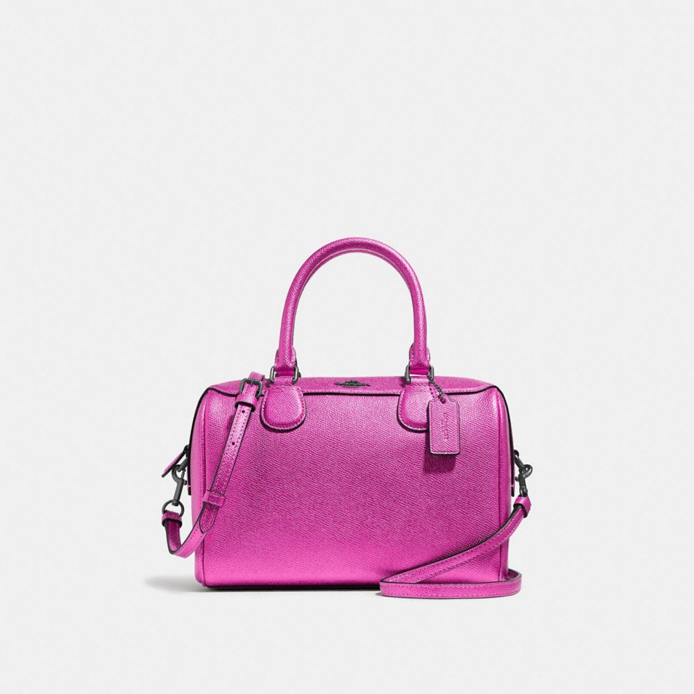 COACH F39706 MINI BENNETT SATCHEL METALLIC-CERISE/BLACK-ANTIQUE-NICKEL