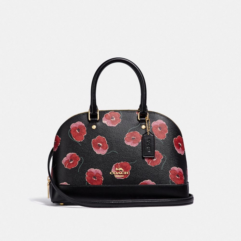 MINI SIERRA SATCHEL WITH POPPY PRINT - COACH F39710 - BLACK/MULTI/LIGHT GOLD