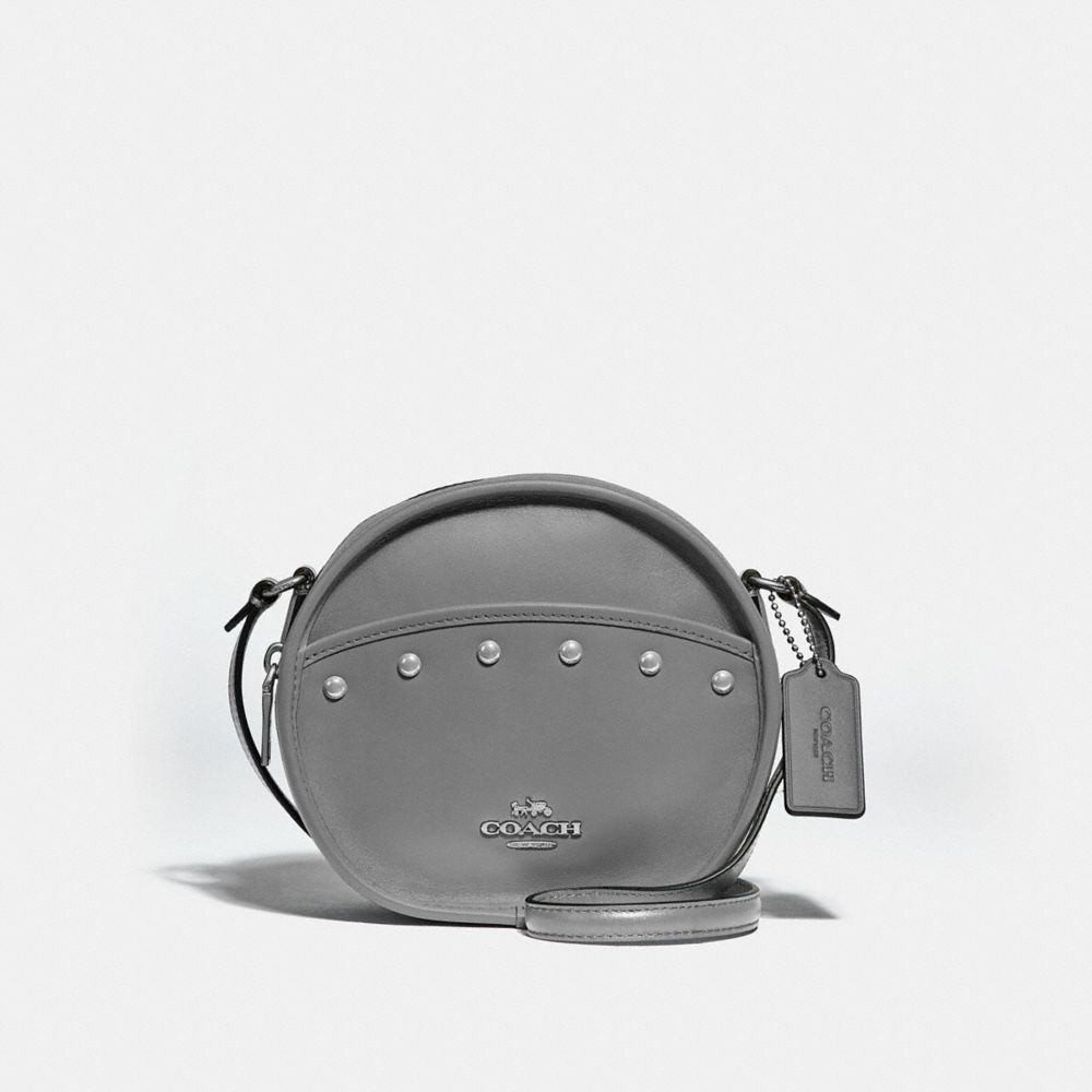 CANTEEN CROSSBODY WITH LACQUER RIVETS - F39752 - HEATHER GREY/SILVER