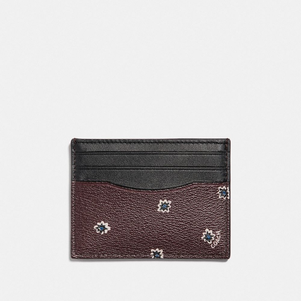 COACH SLIM ID CARD CASE WITH SPIKY DIAMOND PRINT - OXBLOOD MULTI/BLACK ANTIQUE NICKEL - F39761