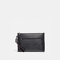 COACH F39763 Carryall Pouch In Signature Canvas BLACK/BLACK/OXBLOOD