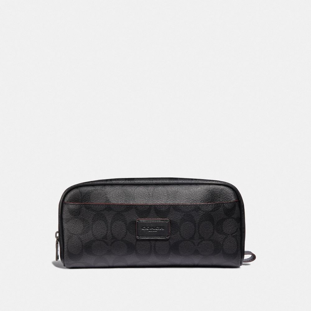 COACH F39764 - OVERNIGHT TRAVEL KIT IN SIGNATURE CANVAS BLACK/BLACK/OXBLOOD