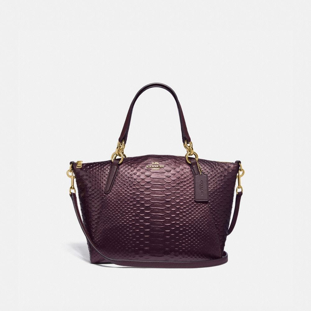 SMALL KELSEY SATCHEL - F39779 - OXBLOOD 1/LIGHT GOLD