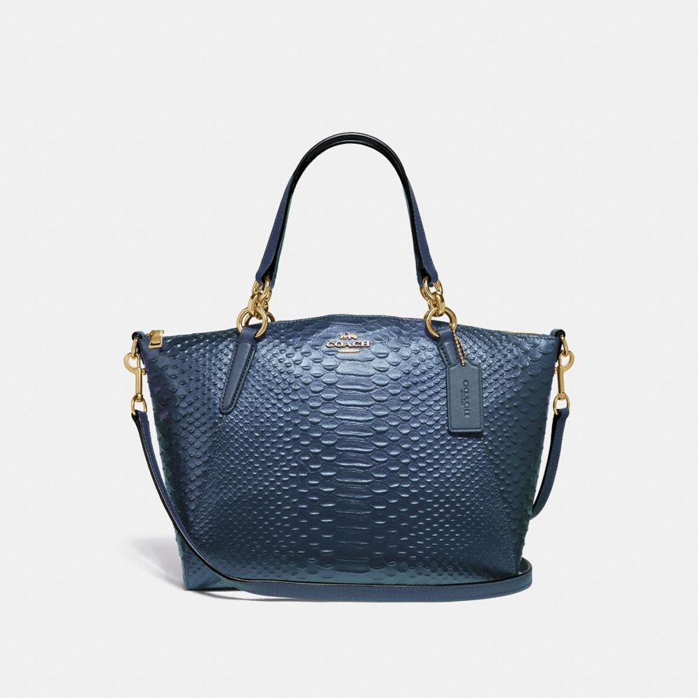 SMALL KELSEY SATCHEL - F39779 - METALLIC DENIM/LIGHT GOLD