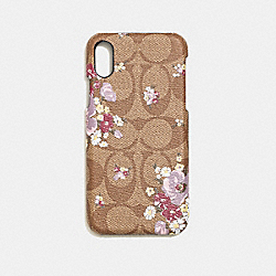 IPHONE X CASE IN SIGNATURE CANVAS WITH FLORAL BUNDLE PRINT - COACH F39845 - KHAKI MULTI