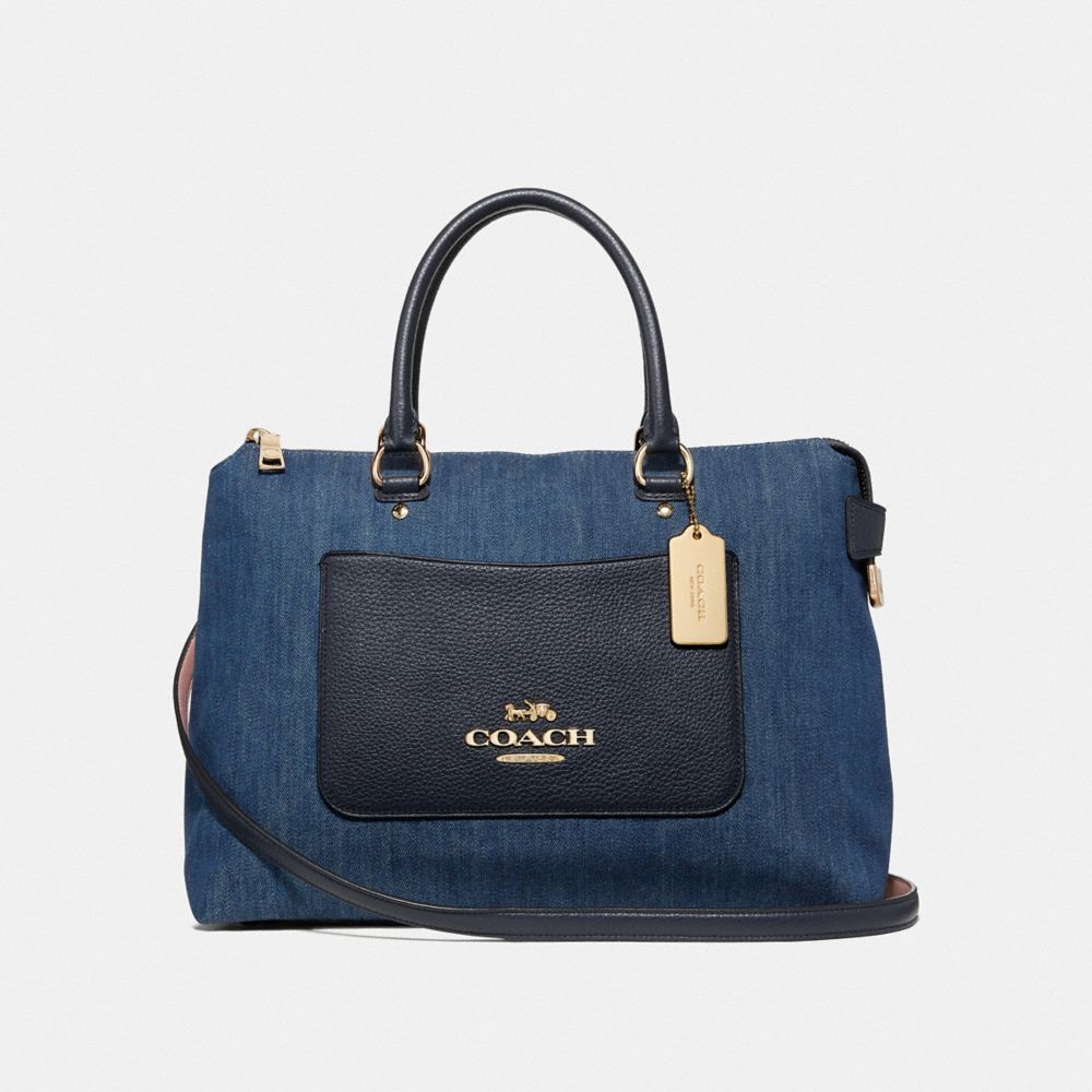 EMMA SATCHEL - F39895 - DENIM/LIGHT GOLD