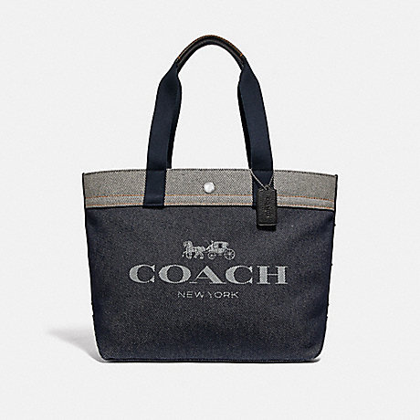 COACH F39904 TOTE WITH HORSE AND CARRIAGE WASHED-DENIM/SILVER