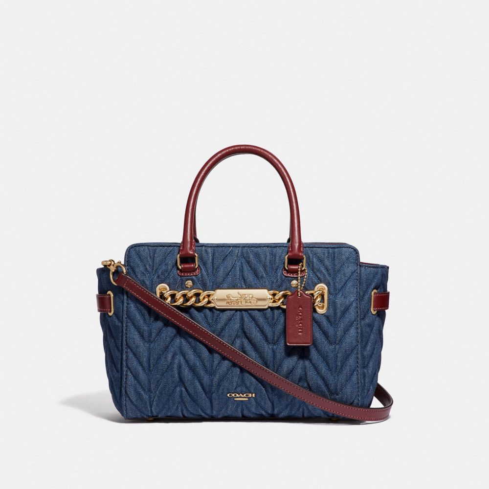 COACH F39905 - BLAKE CARRYALL 25 WITH QUILTING DENIM/LIGHT GOLD