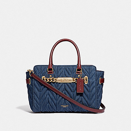 COACH F39905 BLAKE CARRYALL 25 WITH QUILTING DENIM/LIGHT-GOLD