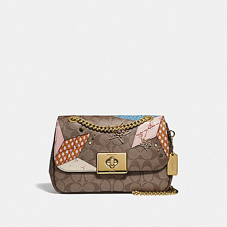 COACH F39918 CASSIDY CROSSBODY IN SIGNATURE CANVAS WITH STAR PATCHWORK KHAKI MULTI/LIGHT GOLD
