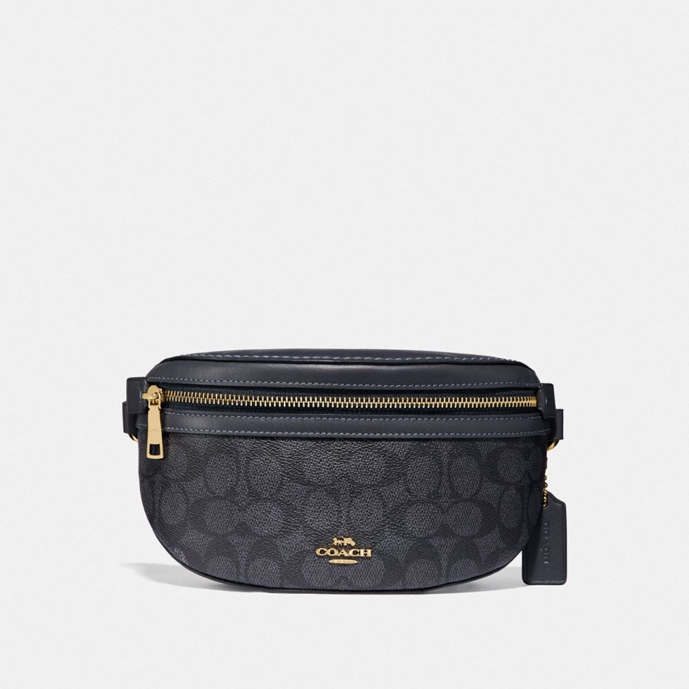 BELT BAG IN SIGNATURE CANVAS - F39937 - GD/CHARCOAL MIDNIGHT NAVY